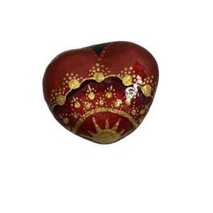 HAND PAINTED ROCK red gold heart